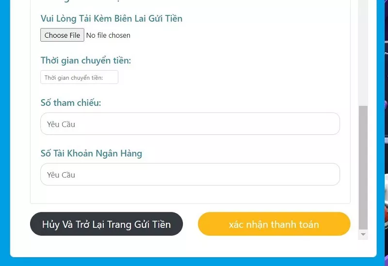 điền lệnh xác nhận nạp tiền happyluke