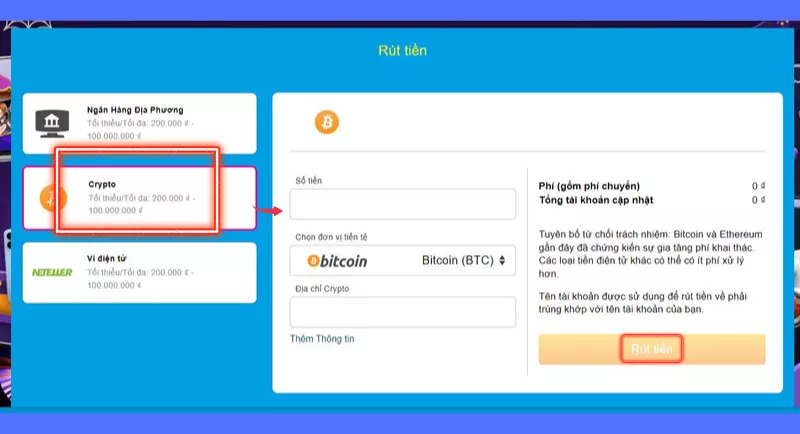 hướng dẫn rút tiền happyluke qua crypto