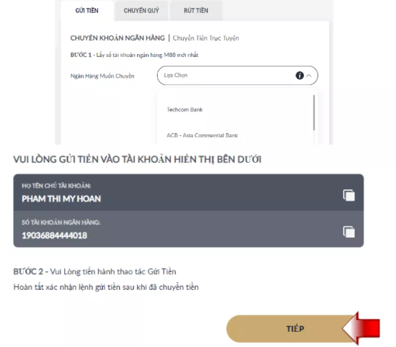 chọn ngân hàng m88 nạp tiền