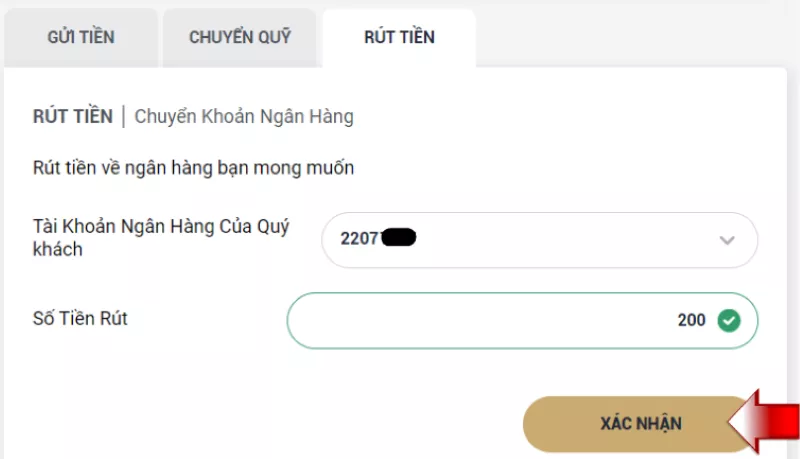 tạo lệnh rút tiền m88