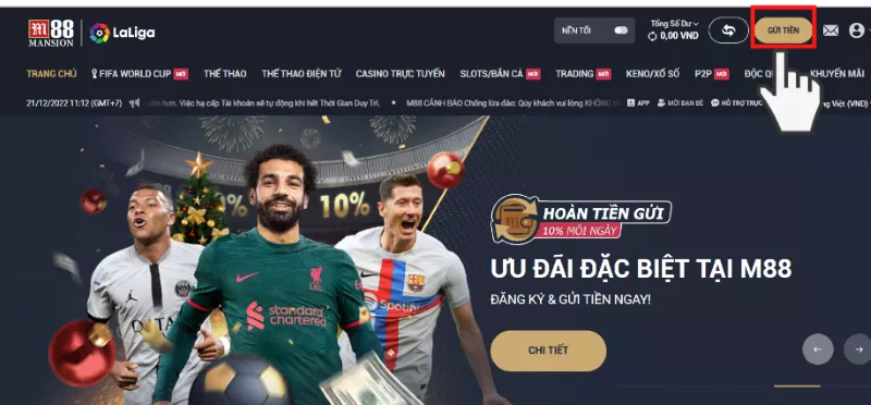 vào giao diện nạp tiền m88