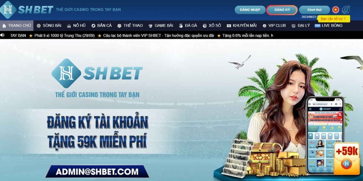 Trang đăng ký Shbet